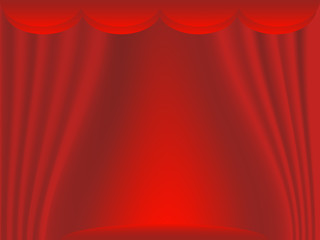 Stage with red curtains