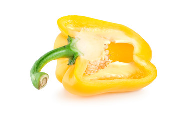 Fototapeta na wymiar Cutting the yellow pepper