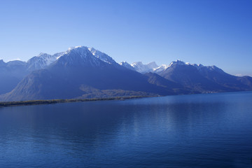 Alps over the lake on Montreaux