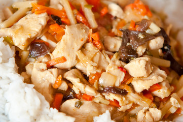 chinese food chicken with vegetables with rice