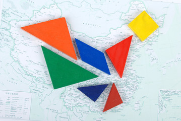 Tangram on china map