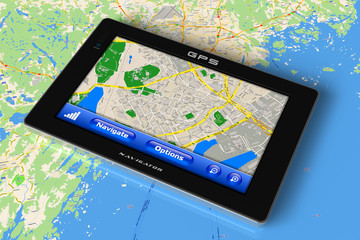 GPS navigator on map