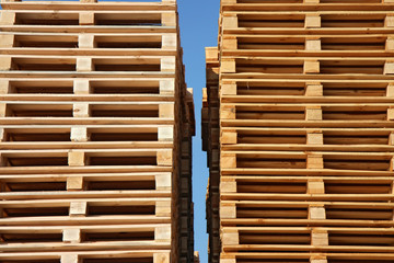 wooden palets up to sky