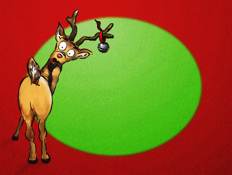 Oh no! Surprised Christmas Reindeer on textured background