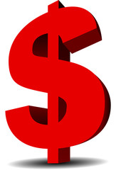 3d red dollar symbol