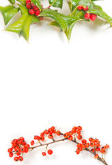 Christmas framework with holly berry isolated