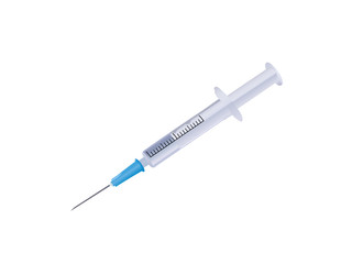 Medical syringe isolated over white background