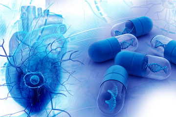 Heart with dna pill