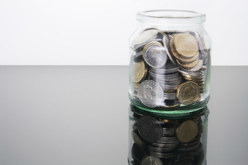 Coins in Glass Jar