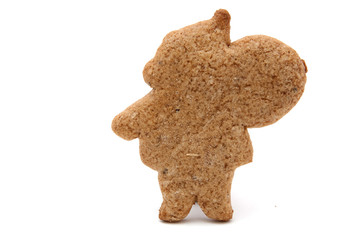 santa shaped gingerbread isolated on white