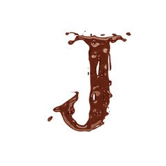 Chocolate letter J isolated on white background