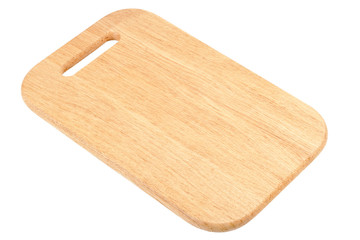 Wooden chopping board isolated on white background