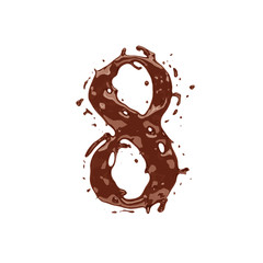 Chocolate digit 8 isolated on white background