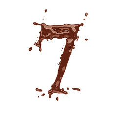 Chocolate digit 7 isolated on white background