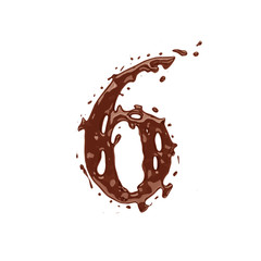 Chocolate digit 6 isolated on white background