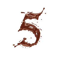 Chocolate digit 5 isolated on white background