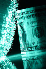 Fiber optics background with lots of light spots