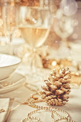 Beautiful gold place setting for Christmas