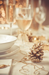 Beautiful gold place setting for Christmas