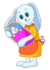 Rabbit-mother with the child