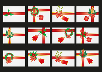 collection of card with ribbon and mistletoe