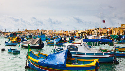 Fototapeta na wymiar Harbour of Marsaxlokk, Malta