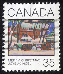 CANADA - CIRCA 1980: A greeting Christmas stamp