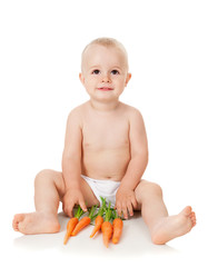 The child with an carrots