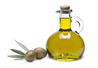 Aceitera y aceitunas.
