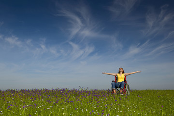 Handicapped woman on wheelchair
