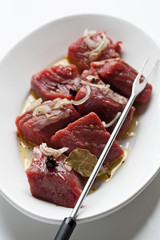 In Würfel geschnittenes Rindfleisch für Fondue