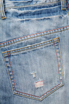 back pocket of blue jeans