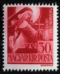 HUNGARY - CIRCA 1944: Stamp shows Saint Margaret