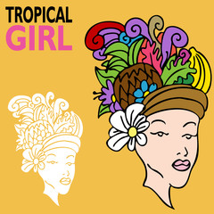 Tropical Girl with Fruit Hat