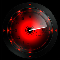 Tachometer isolated on black 3D render
