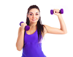 girl with dumbbells