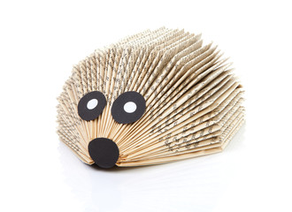hedgehog made of book over white background © Sandra van der Steen