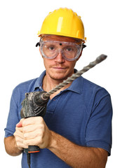 confident handyman with drill