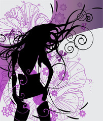 vector background with a dancing girl