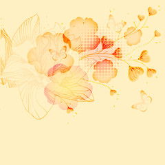 bright background with fantasy flowers and hearts - 27433335