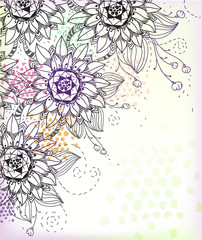 vector background with  hand drawn flowers - 27433340