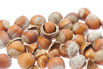 hazelnuts isolated on white