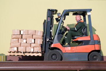 forklift loader with load