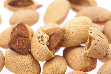 almonds isolated on white