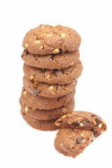 pile of oatmeal cookies isolated on white