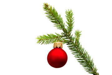 Christmas fir branch with red ball