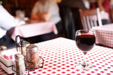 Glass of wine at a restaurant