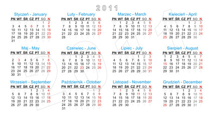 kalendarz 2011 - obrazy, fototapety, plakaty