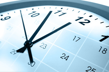 Clock face and calendar composite. Time