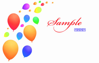 Colorful balloons on a white background with copy space and samp